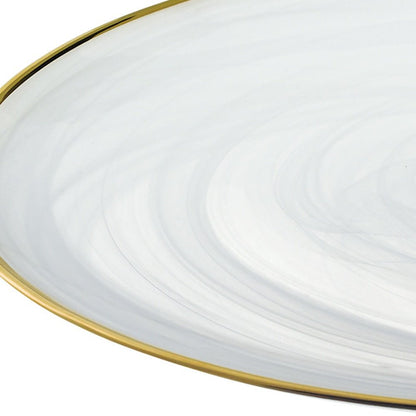 Expositor para tartas de cristal óptico y oro blanco hecho a mano con borde dorado