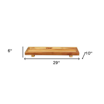 Bandeja y asiento de baño de madera de teca natural de 29"