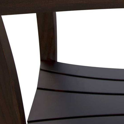 Rectangular Teak Shower Bench With Shelf And Handles In Brown Finish