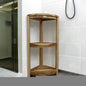 33" Natural Teak Corner Shower Bench With Shelf
