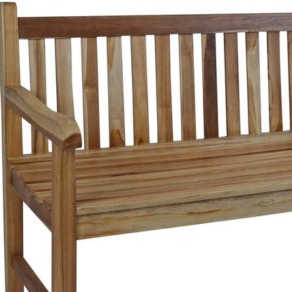 Banco de jardín de madera maciza de teca natural de 26"