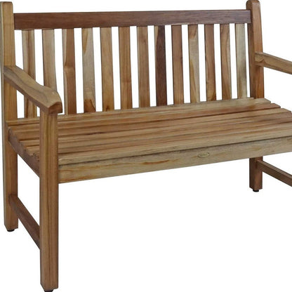 Banco de jardín de madera maciza de teca natural de 26"