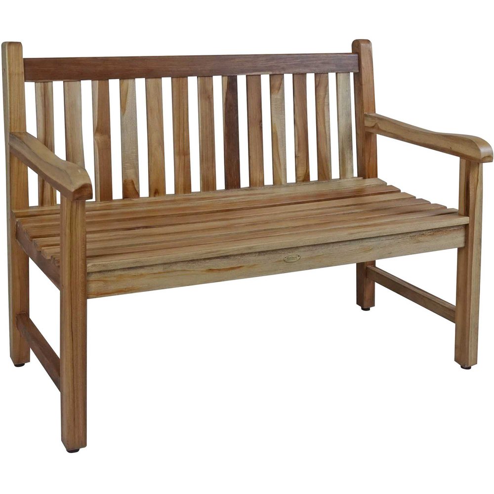 Banco de jardín de madera maciza de teca natural de 26"