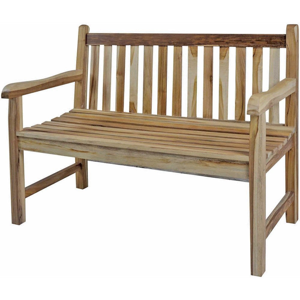 Banco de jardín de madera maciza de teca natural de 26"