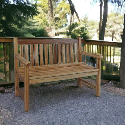 Banco de jardín de madera maciza de teca natural de 26"