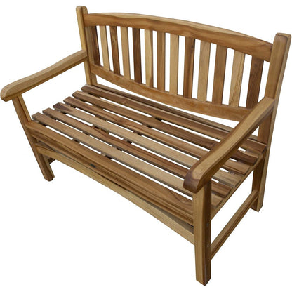Banco de jardín de madera maciza de teca natural de 26"