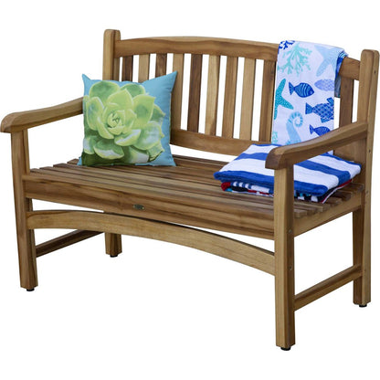 Banco de jardín de madera maciza de teca natural de 26"