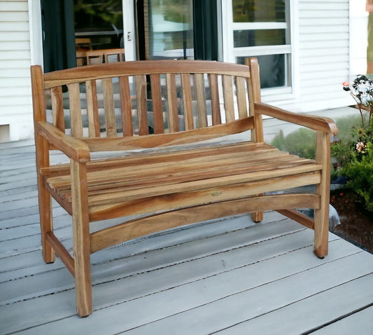 Banco de jardín de madera maciza de teca natural de 26"