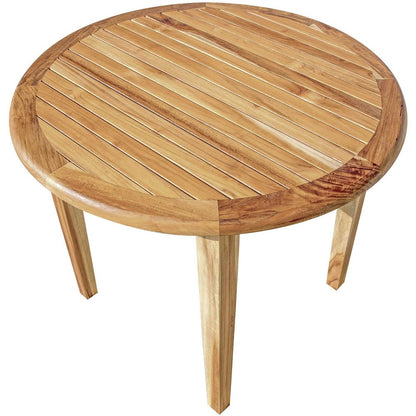 Mesa de comedor para exterior de madera maciza natural redondeada de 36"