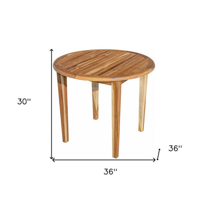 Mesa de comedor para exterior de madera maciza natural redondeada de 36"