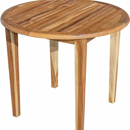 Mesa de comedor para exterior de madera maciza natural redondeada de 36"