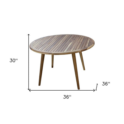 Mesa de comedor para exterior de madera maciza natural redondeada de 36"