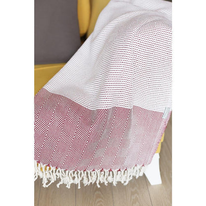 Mantas de algodón turco tejidas a mano de 180 cm en color rojo