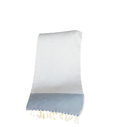 Toalla o manta turca con cuadros y rayas azules y blancas