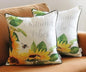 Set of Two 18" Green And White Fabric Throw Pillow Covers