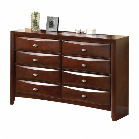 Cómoda de 41" con acabado en madera color espresso y 8 cajones