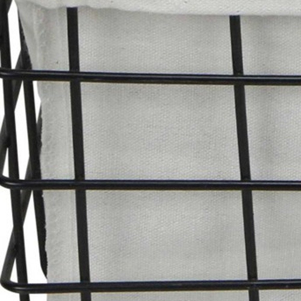 Juego de 3 cestas rectangulares de alambre metálico forradas en tela blanca