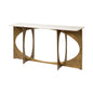59" White and Gold Genuine Marble and Metal Geo Base Console Table