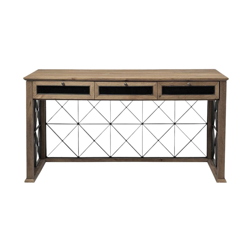 60" Solid Wood Enclosed and Open Storage TV Stand