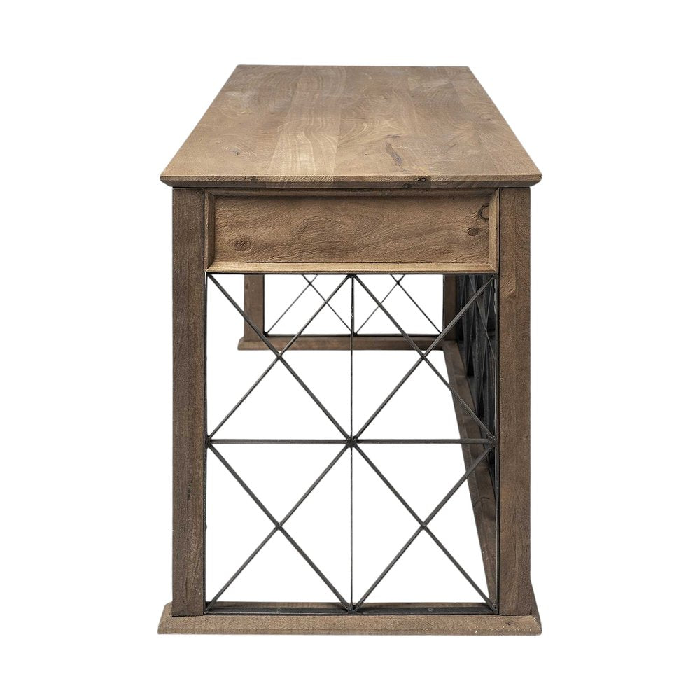 60" Solid Wood Enclosed and Open Storage TV Stand