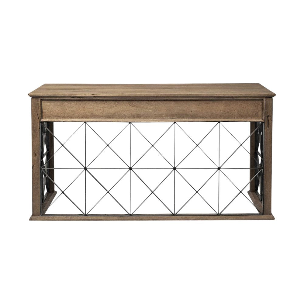 60" Solid Wood Enclosed and Open Storage TV Stand