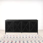 16" Black Iron Sideboard with Four Glass Doors