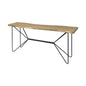 66" Natural and Black Solid Wood and Iron Abstract Base Console Table