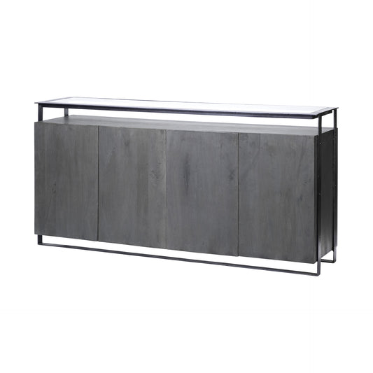 18" Black And Gray Solid Wood Sideboard