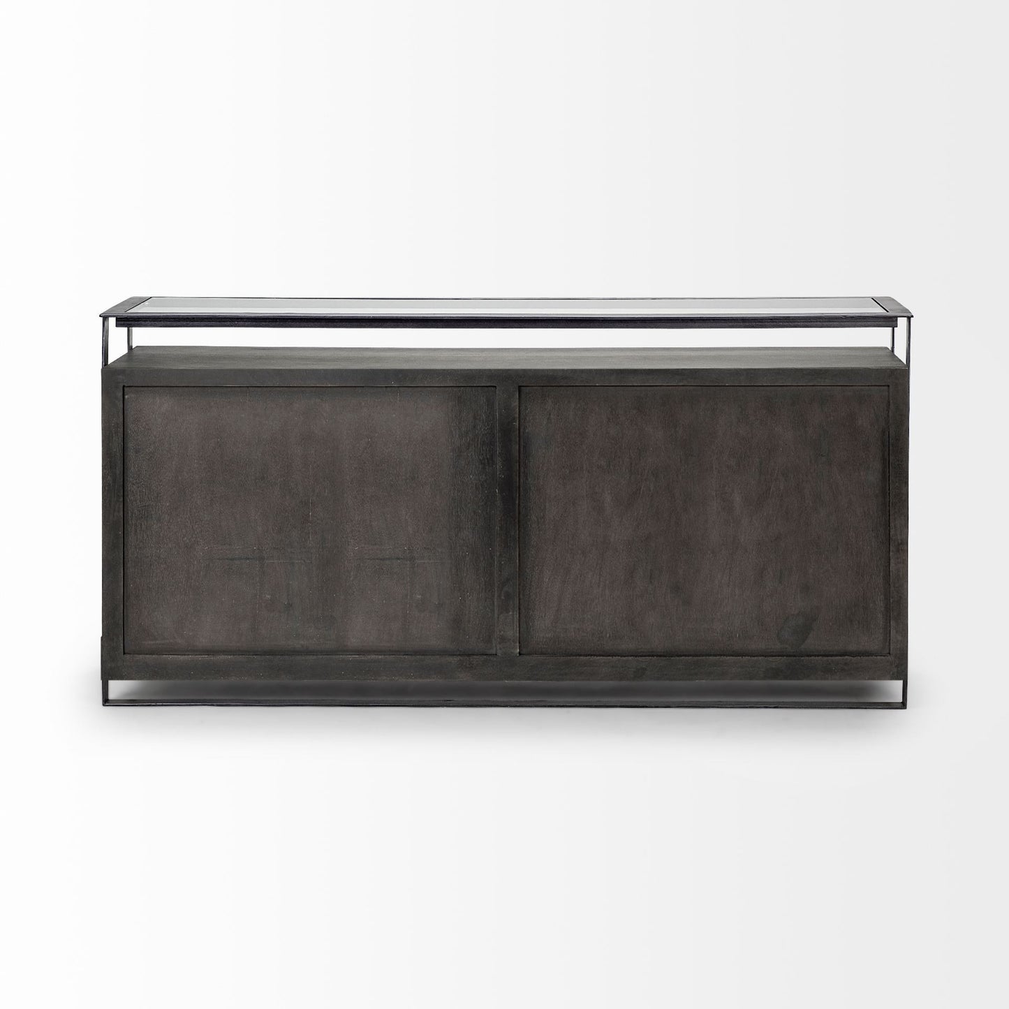 18" Black And Gray Solid Wood Sideboard