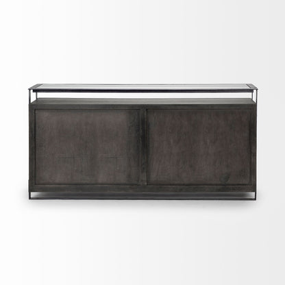 18" Black And Gray Solid Wood Sideboard
