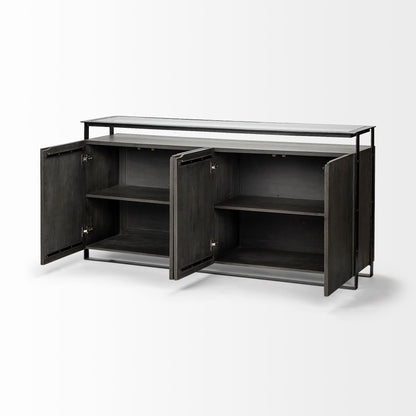18" Black And Gray Solid Wood Sideboard