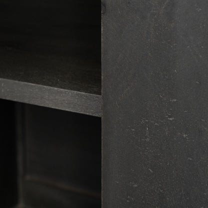18" Black And Gray Solid Wood Sideboard