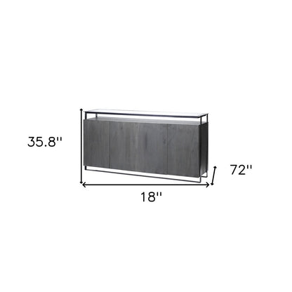 18" Black And Gray Solid Wood Sideboard