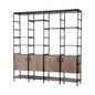 90" Brown Metal and Wood Bookcase