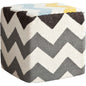 18" Ivory Geometric Pouf Ottoman