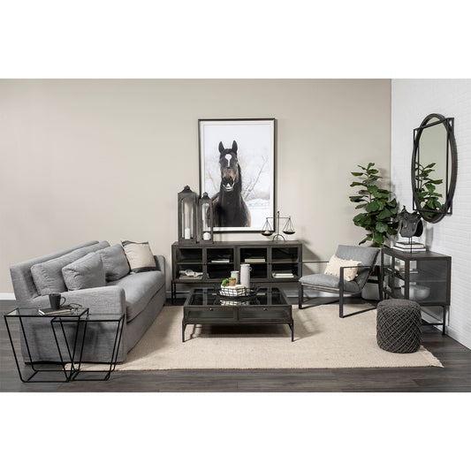 16" Gray Upholstery Cylinder Abstract Pouf Ottoman