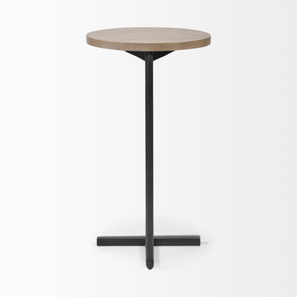 15" Natural and Black Solid Wood and Metal