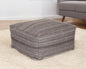 24" Gray And Brown Cotton Pouf Ottoman