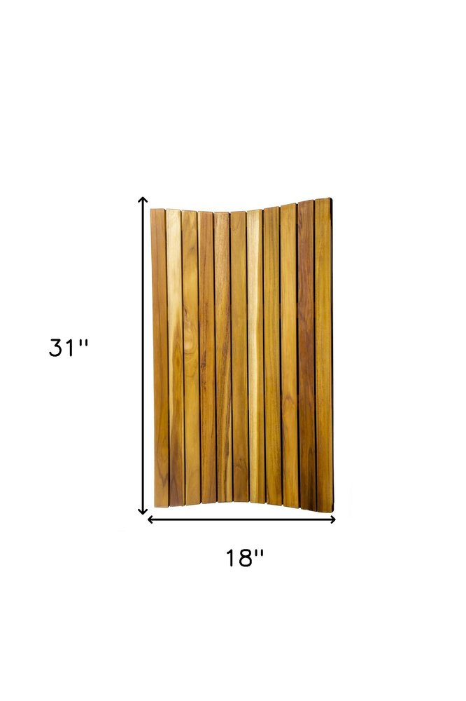 Alfombra de baño antideslizante de teca marrón de 31"