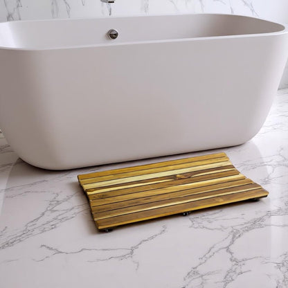 Alfombra de baño antideslizante de teca marrón de 31"