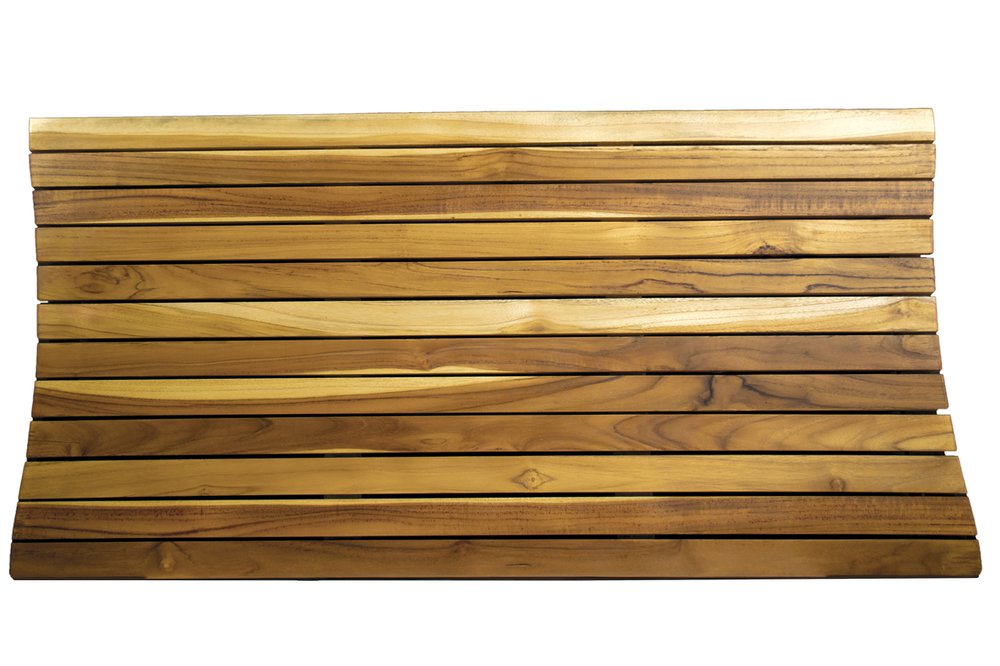 40" Brown Teak Slat Non Slip Bath Mat