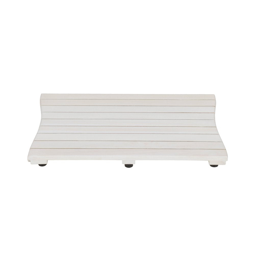 Alfombra de baño antideslizante de teca blanca de 23"