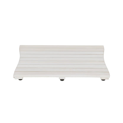 Alfombra de baño antideslizante de teca blanca de 23"
