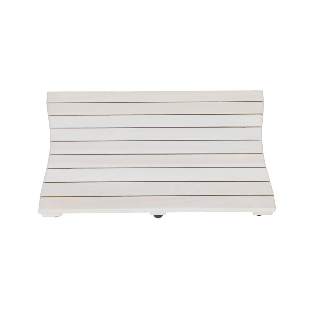 Alfombra de baño antideslizante de teca blanca de 23"
