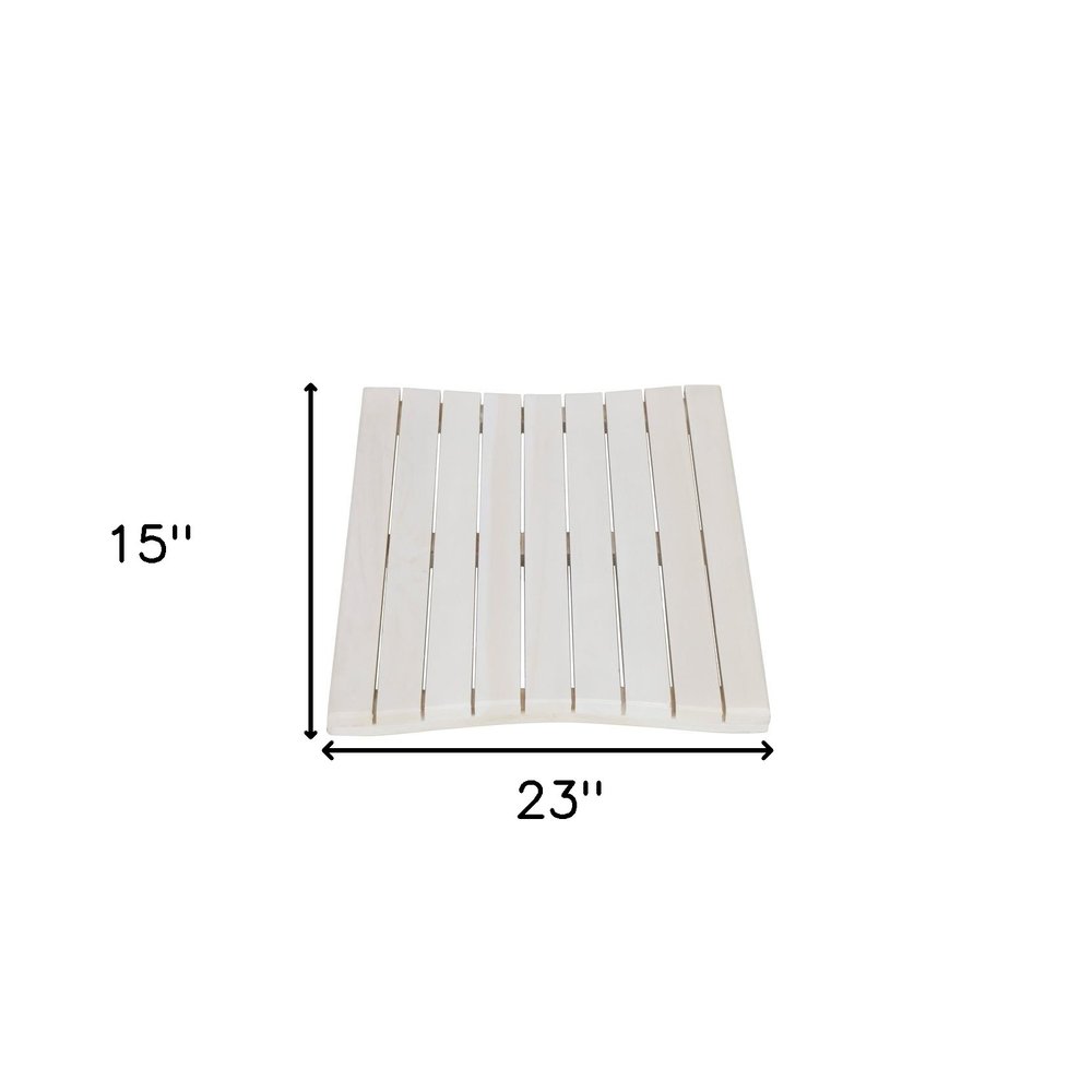 Alfombra de baño antideslizante de teca blanca de 23"