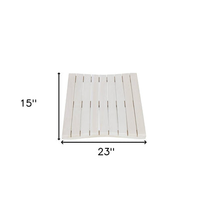 Alfombra de baño antideslizante de teca blanca de 23"