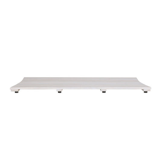 40" White Teak Slat Non Slip Bath Mat