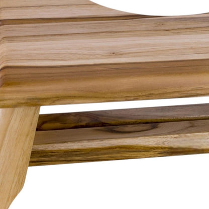 Taburete de baño de teca maciza natural de 8"