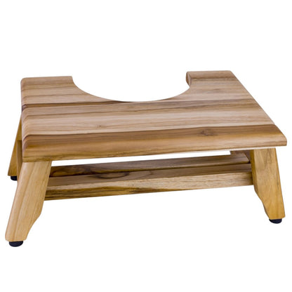 Taburete de baño de teca maciza natural de 8"