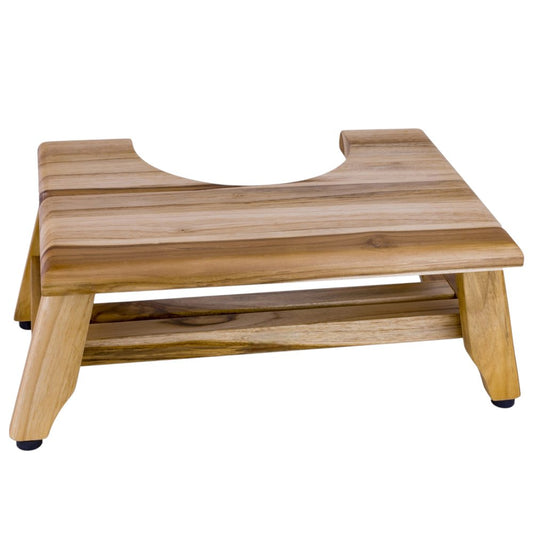 Taburete de baño de teca maciza natural de 8"